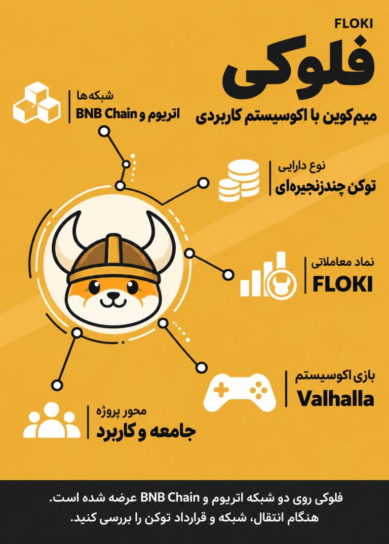 اینفوگرافیک معرفی فلوکی (FLOKI)، شبکه و ویژگی های اصلی