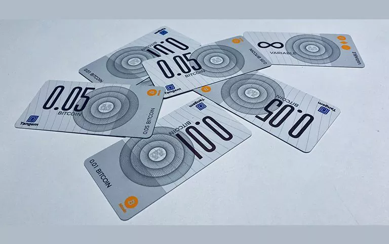 اسکناس بیت کوین تنگم؛ عرضه آزمایشی سنگاپور در 2018 نمونه کارت های هوشمند Tangem Note در گزارش سال ۲۰۱۸