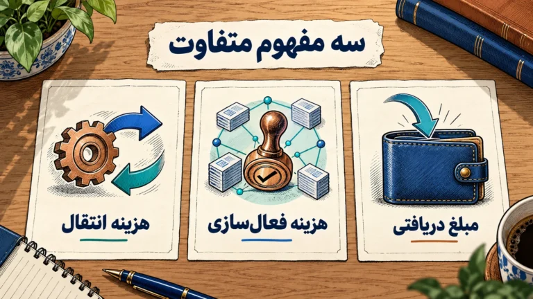 تفاوت مبلغ دریافتی، هزینه فعال سازی و هزینه انتقال