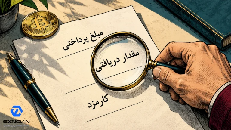 بررسی مبلغ پرداختی، مقدار دریافتی و کارمزد پیش از تأیید خرید
