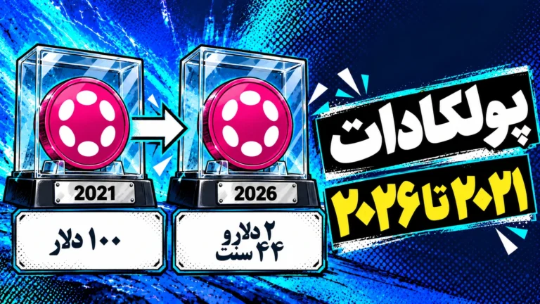 ارزش خرید فرضی ۱۰۰ دلار پولکادات از ۲۰۲۱ تا ۲۰۲۶؛ ۲ دلار و ۴۴ سنت