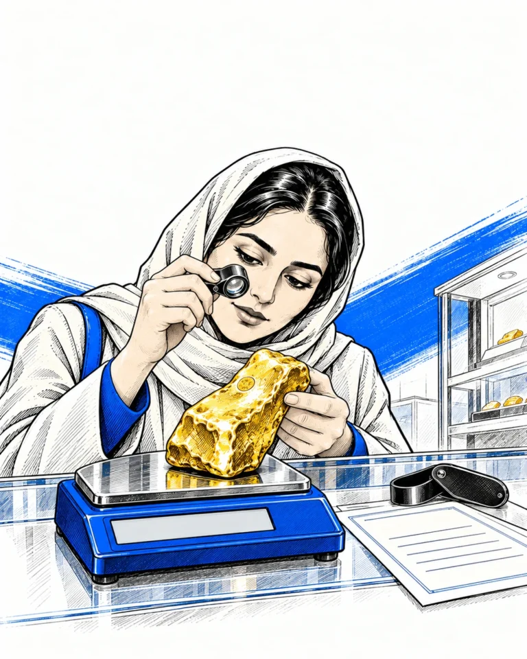 بررسی وزن و مشخصات طلای آب شده روی ترازو