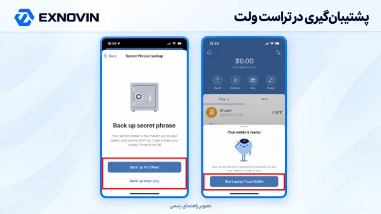 ساخت کیف پول اتریوم؛ 3 گام اول در MEW انتخاب پشتیبان گیری دستی در تراست ولت