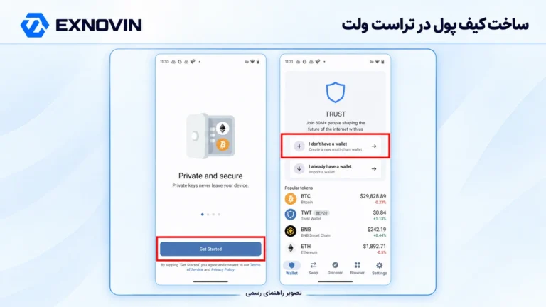 ساخت کیف پول اتریوم؛ 3 گام اول در MEW انتخاب ساخت کیف پول جدید در تراست ولت
